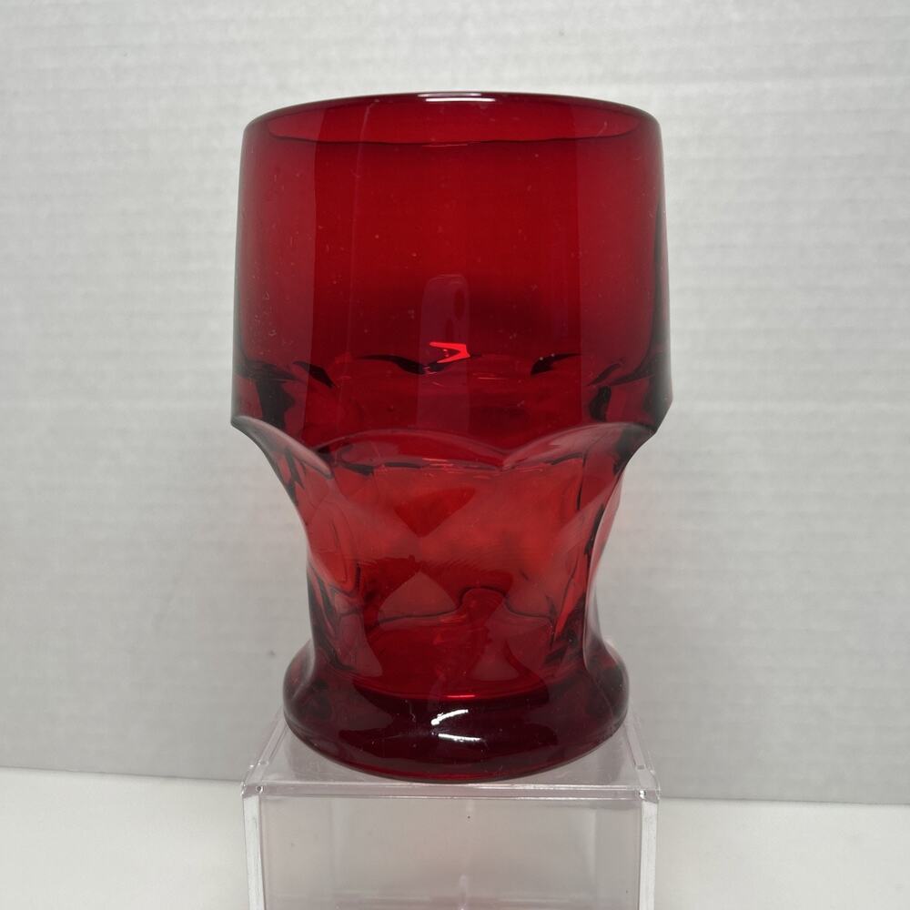 Vtg Viking Ruby Red Georgian Honeycomb Drinking Glass 5" Water Tumbler Uv Glow